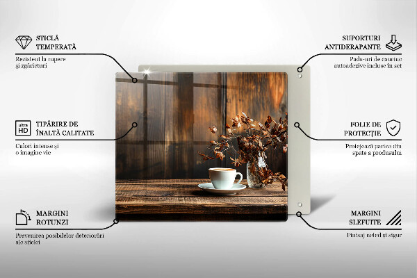 Glas Ceranfeldabdeckung Kaffeetasse und Holz