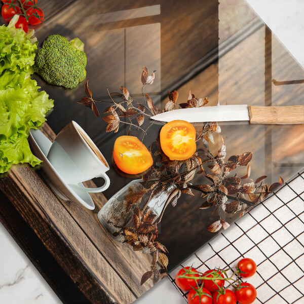 Glas Ceranfeldabdeckung Kaffeetasse und Holz