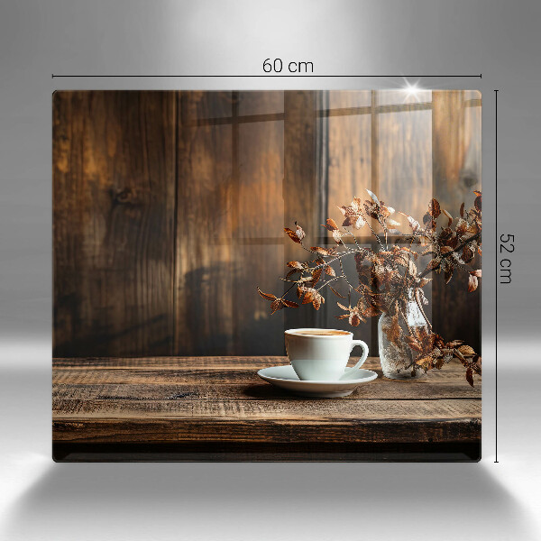 Glas Ceranfeldabdeckung Kaffeetasse und Holz
