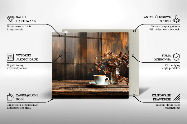 Glas Ceranfeldabdeckung Kaffeetasse und Holz