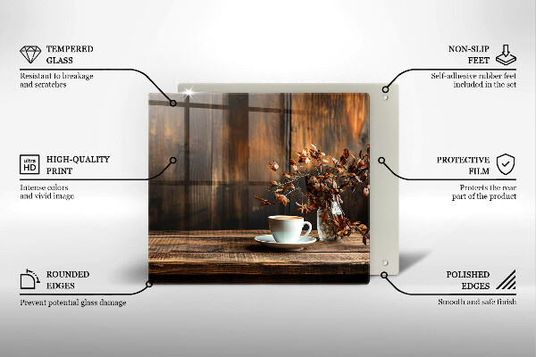 Glas Ceranfeldabdeckung Kaffeetasse und Holz