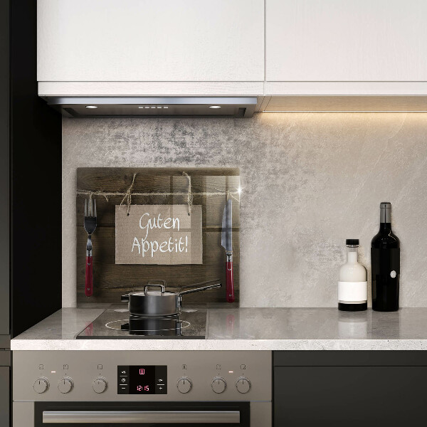Glas Herdabdeckplatte Inschrift Guten Apetit auf Tafeln