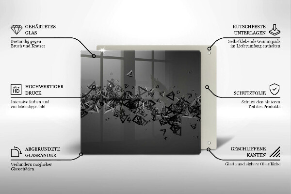 Glas Herdabdeckplatte Abstrakte 3D-Formen