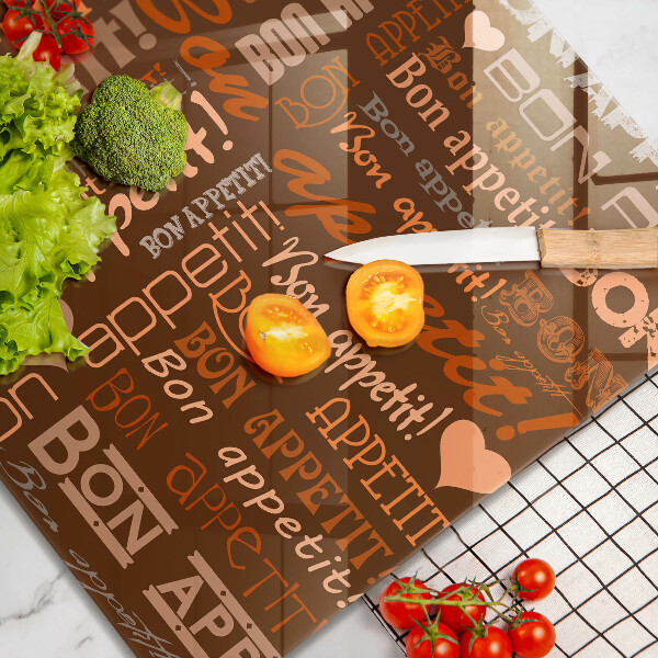 Glas Herdabdeckplatte Untertitel Bon appetit