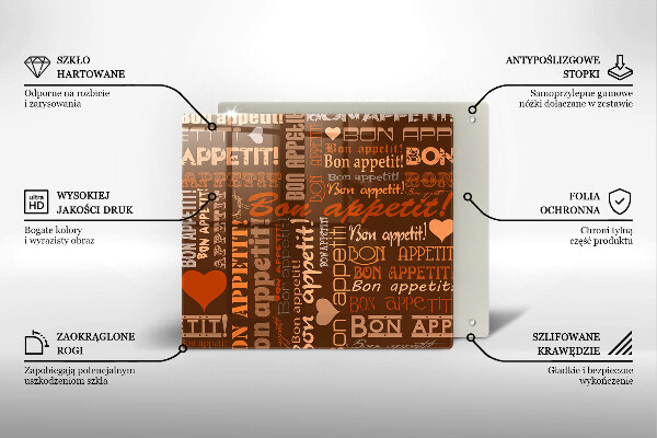Glas Herdabdeckplatte Untertitel Bon appetit