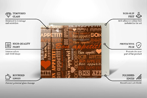 Glas Herdabdeckplatte Untertitel Bon appetit