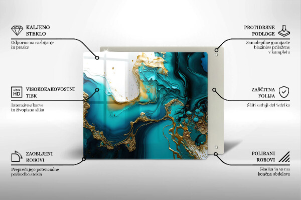 Glas Ceranfeldabdeckung Türkisfarbene Abstraktion