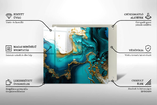 Glas Ceranfeldabdeckung Türkisfarbene Abstraktion