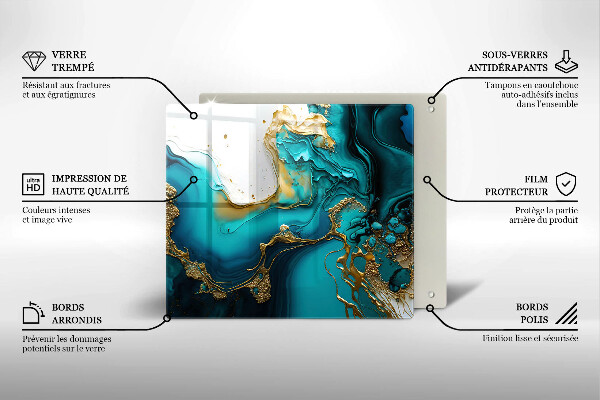 Glas Ceranfeldabdeckung Türkisfarbene Abstraktion