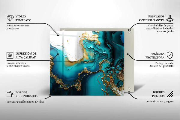 Glas Ceranfeldabdeckung Türkisfarbene Abstraktion
