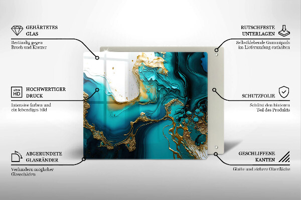 Glas Ceranfeldabdeckung Türkisfarbene Abstraktion