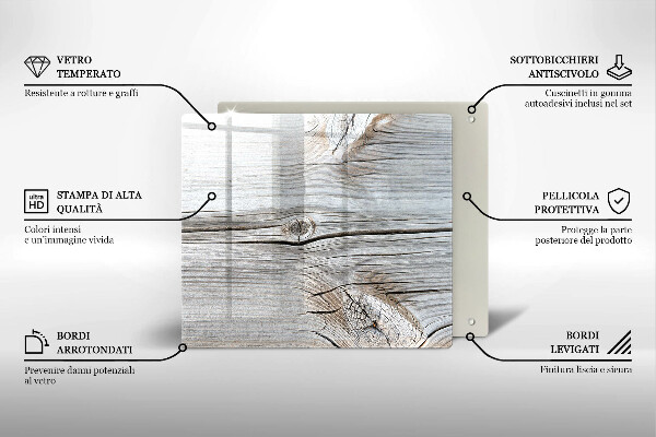 Glas Ceranfeldabdeckung Helle Holzstruktur