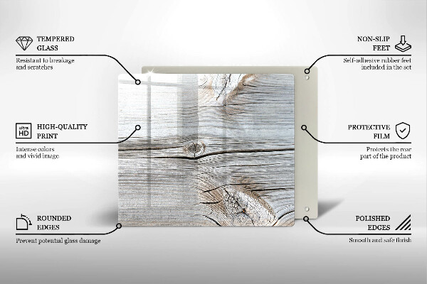 Glas Ceranfeldabdeckung Helle Holzstruktur