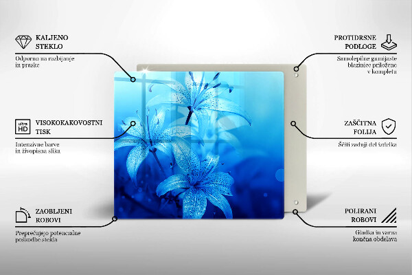 Glas Ceranfeldabdeckung Blaue Blumen