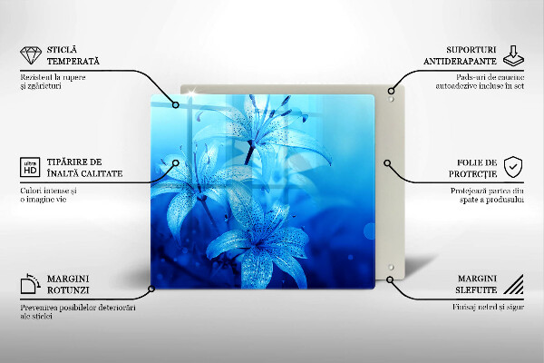 Glas Ceranfeldabdeckung Blaue Blumen