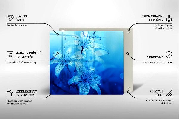 Glas Ceranfeldabdeckung Blaue Blumen