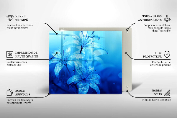 Glas Ceranfeldabdeckung Blaue Blumen