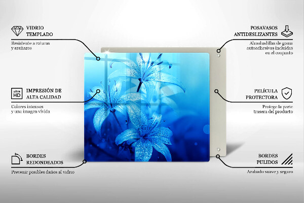 Glas Ceranfeldabdeckung Blaue Blumen