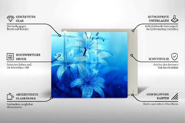 Glas Ceranfeldabdeckung Blaue Blumen