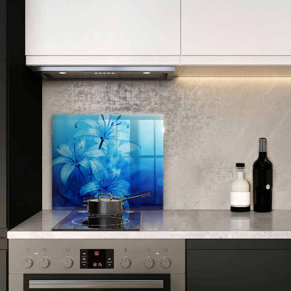 Glas Ceranfeldabdeckung Blaue Blumen