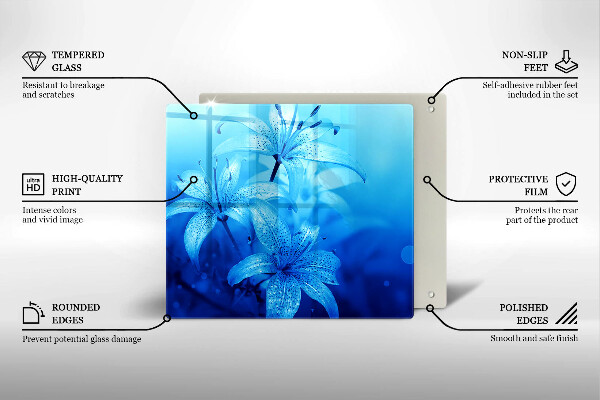 Glas Ceranfeldabdeckung Blaue Blumen