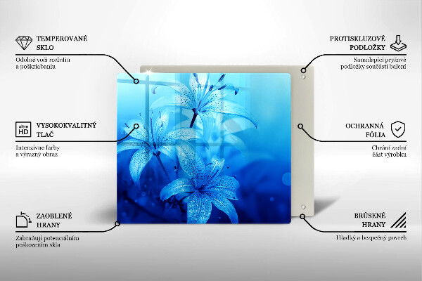 Glas Ceranfeldabdeckung Blaue Blumen