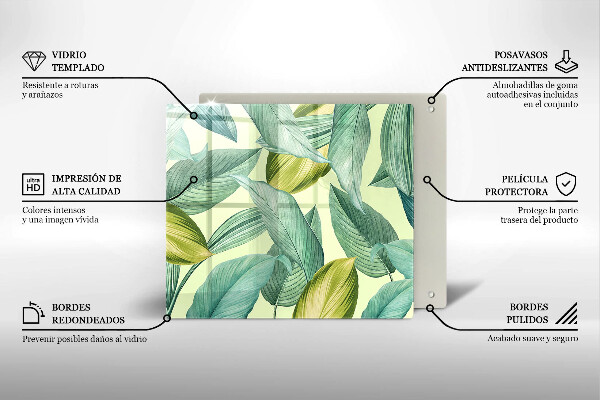 Glas Ceranfeldabdeckung Grüne tropische Blätter