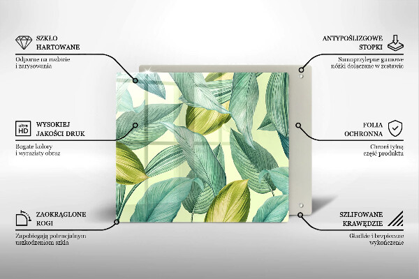 Glas Ceranfeldabdeckung Grüne tropische Blätter