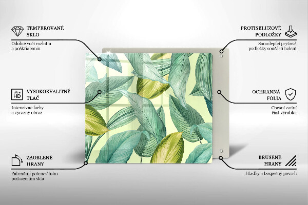 Glas Ceranfeldabdeckung Grüne tropische Blätter