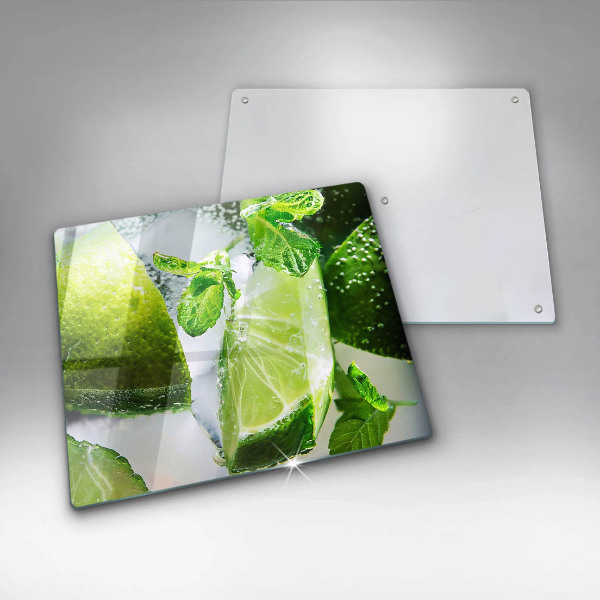 Glas Ceranfeldabdeckung Wasser mit Limette und Eis