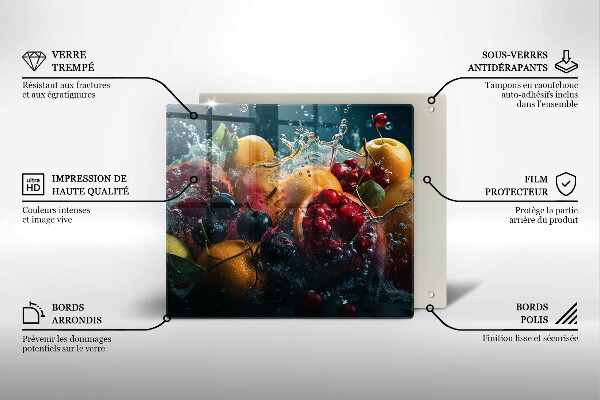 Glas Ceranfeldabdeckung Früchte im Wasser