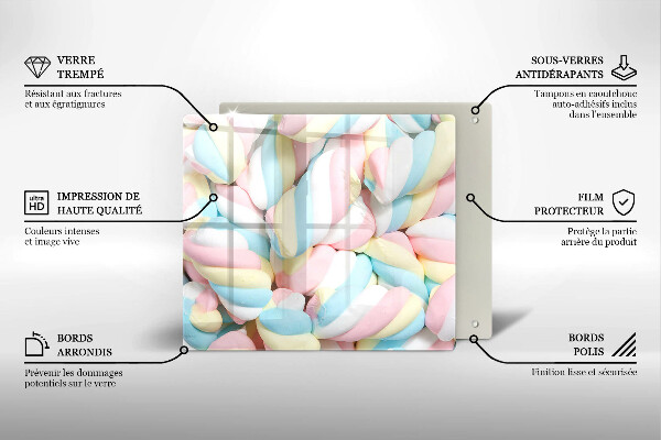 Glas Ceranfeldabdeckung Bunte Marshmallows