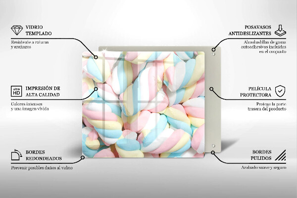 Glas Ceranfeldabdeckung Bunte Marshmallows