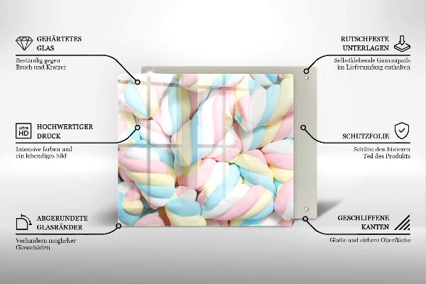 Glas Ceranfeldabdeckung Bunte Marshmallows