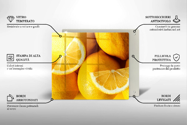 Glas Ceranfeldabdeckung Saftige Zitronen