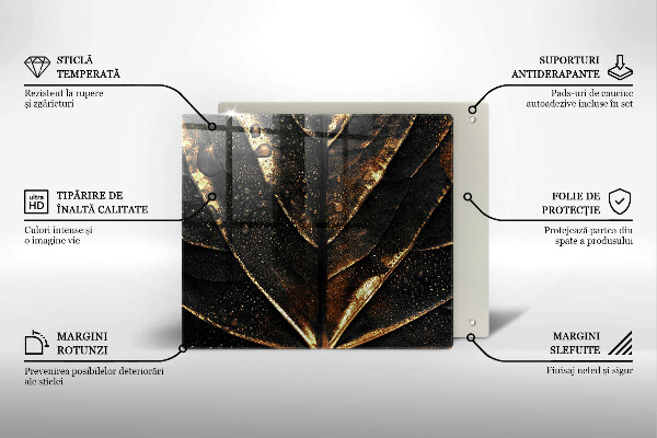 Glas Ceranfeldabdeckung Gold Blatt