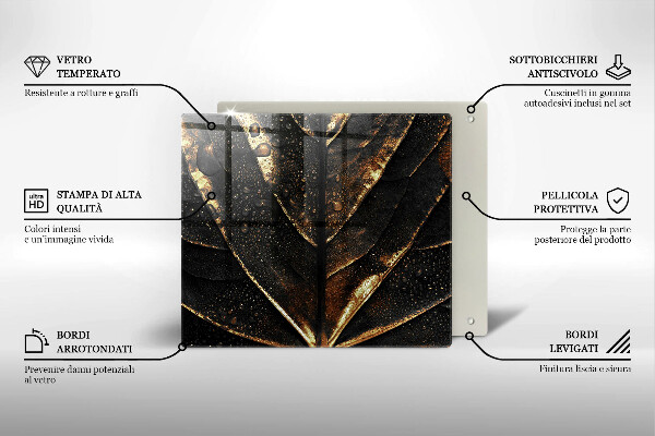 Glas Ceranfeldabdeckung Gold Blatt