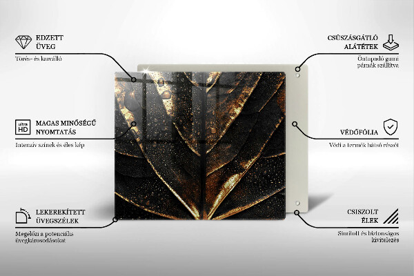 Glas Ceranfeldabdeckung Gold Blatt