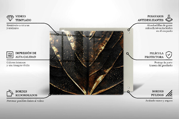 Glas Ceranfeldabdeckung Gold Blatt