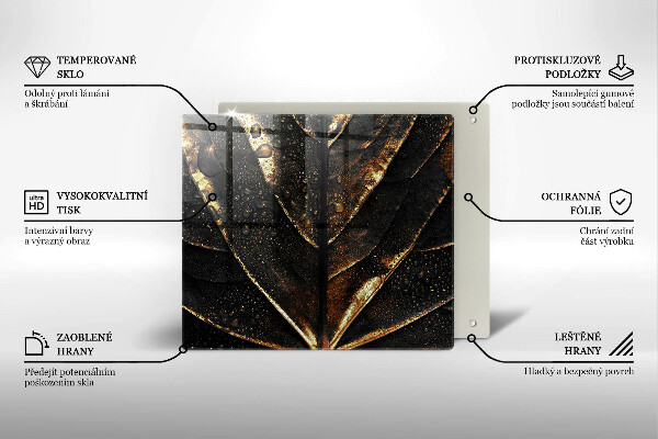 Glas Ceranfeldabdeckung Gold Blatt
