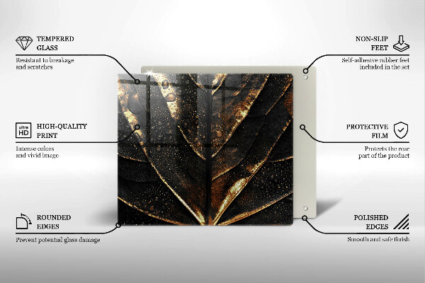 Glas Ceranfeldabdeckung Gold Blatt