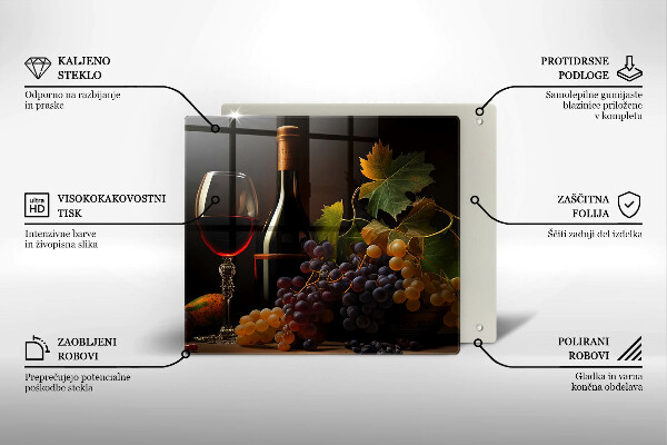 Glas Ceranfeldabdeckung Glas Wein und Trauben