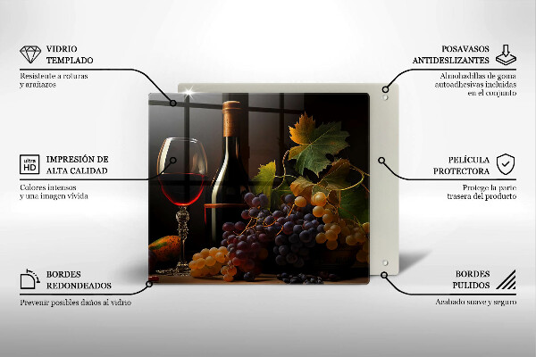 Glas Ceranfeldabdeckung Glas Wein und Trauben