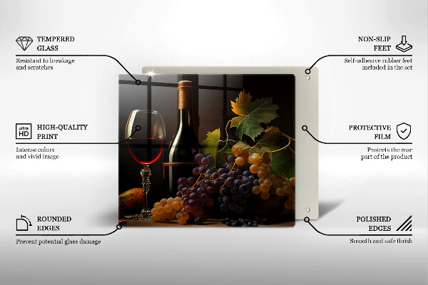 Glas Ceranfeldabdeckung Glas Wein und Trauben