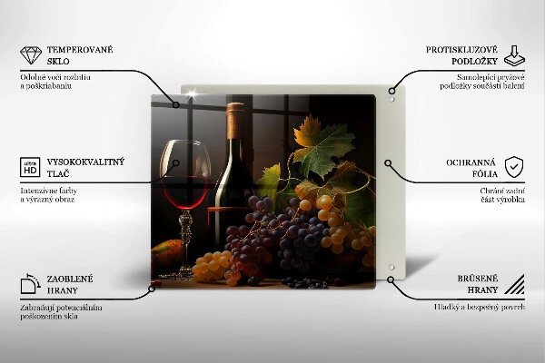 Glas Ceranfeldabdeckung Glas Wein und Trauben