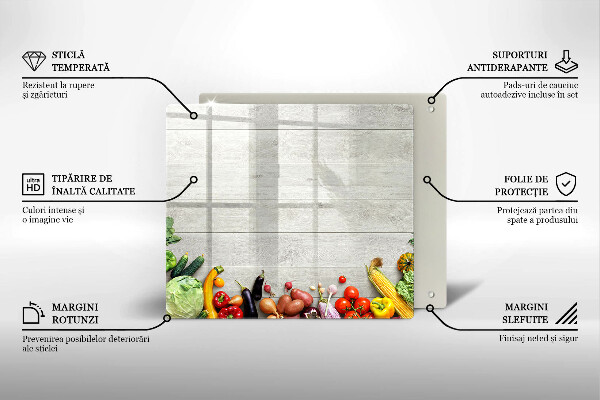 Glas Ceranfeldabdeckung Gemüse auf Brettern