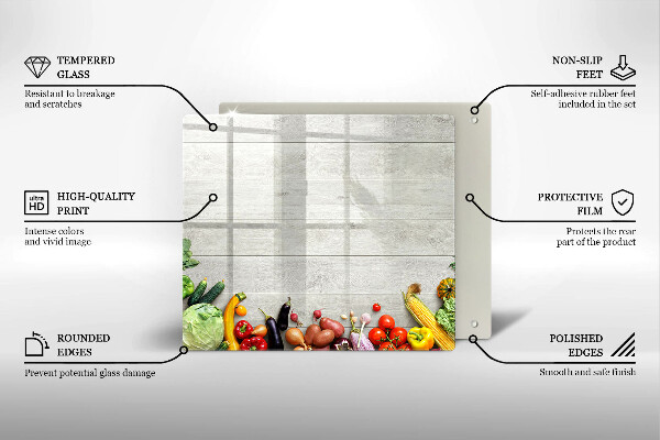 Glas Ceranfeldabdeckung Gemüse auf Brettern