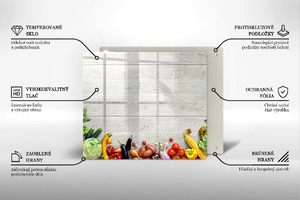 Glas Ceranfeldabdeckung Gemüse auf Brettern