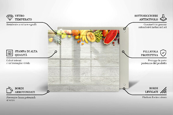 Glas Ceranfeldabdeckung Früchte auf Brettern