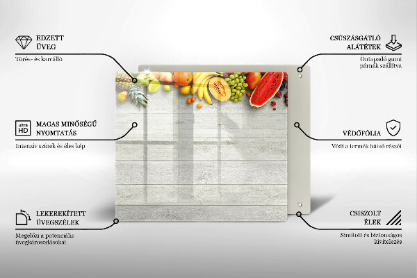 Glas Ceranfeldabdeckung Früchte auf Brettern